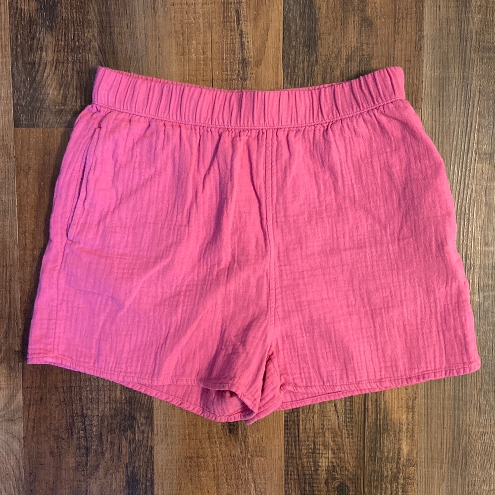 High-Waisted Pink Cotton Shorts